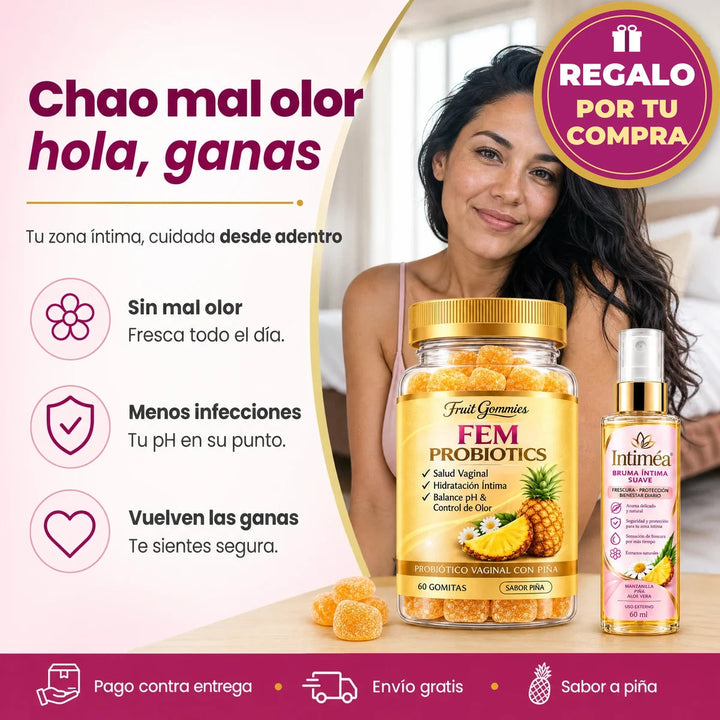 FEM Probiotics · Gomitas de piña para tu bienestar íntimo 🍍